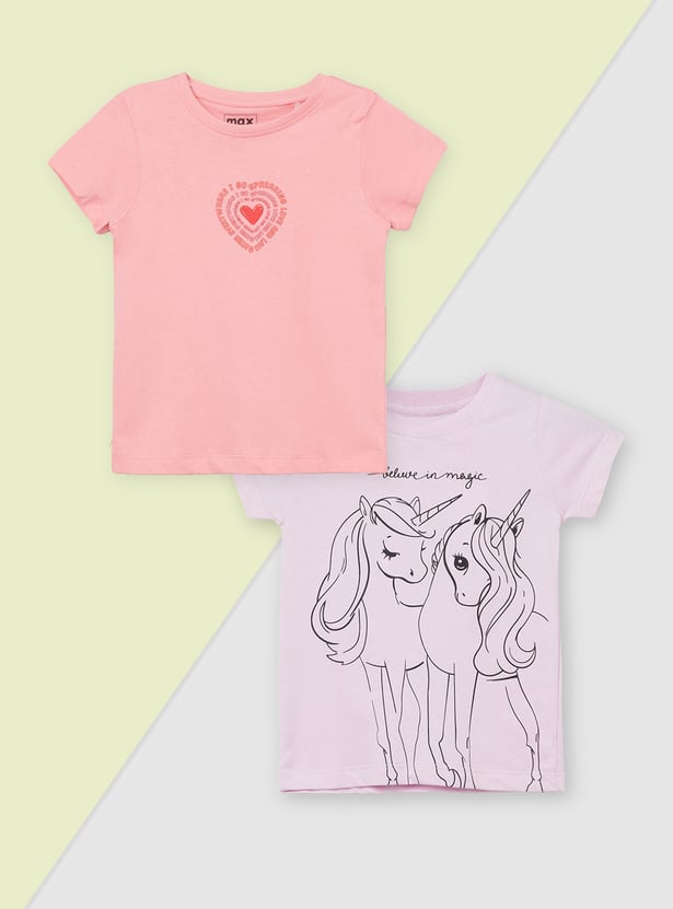 Girls Printed T-shirt - Pack of 2