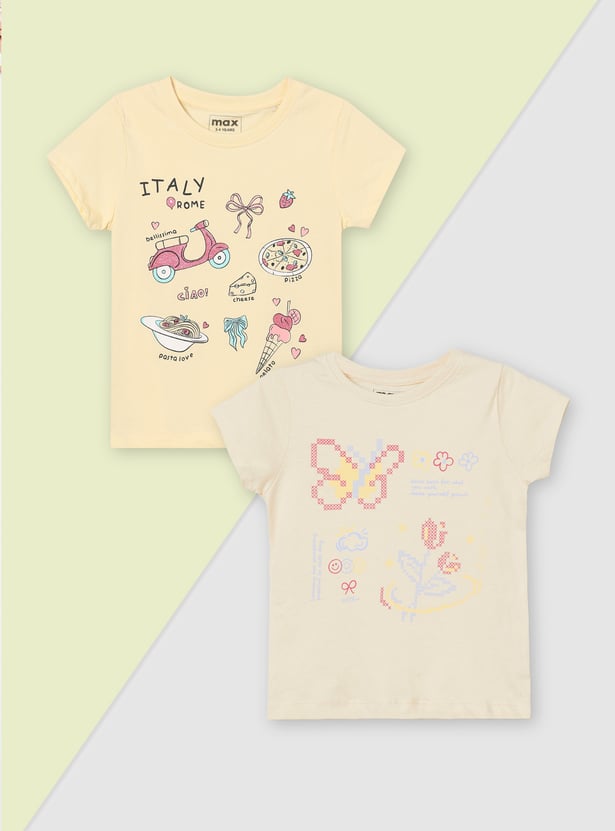 Girls Printed T-shirt - Pack of 2