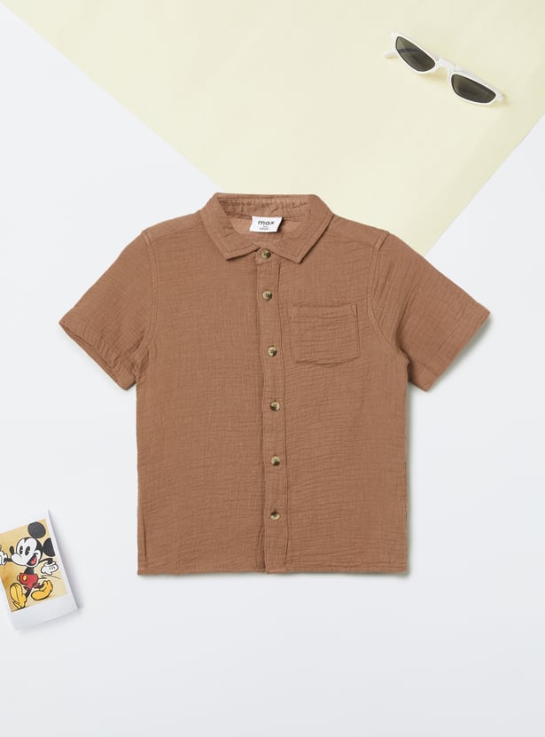 Boys Textured Shirt with Pocket - Pack of 2