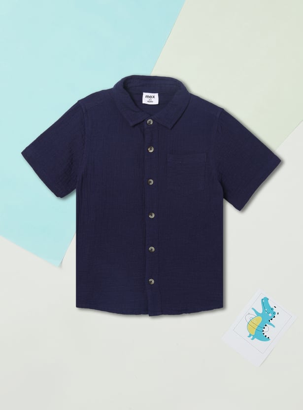 Boys Textured Shirt with Pocket - Pack of 2