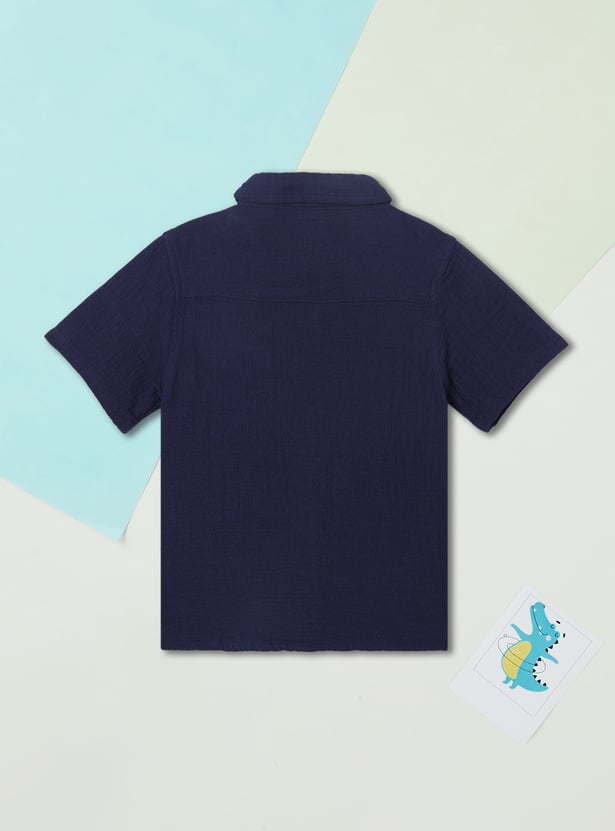 Boys Textured Shirt with Pocket - Pack of 2