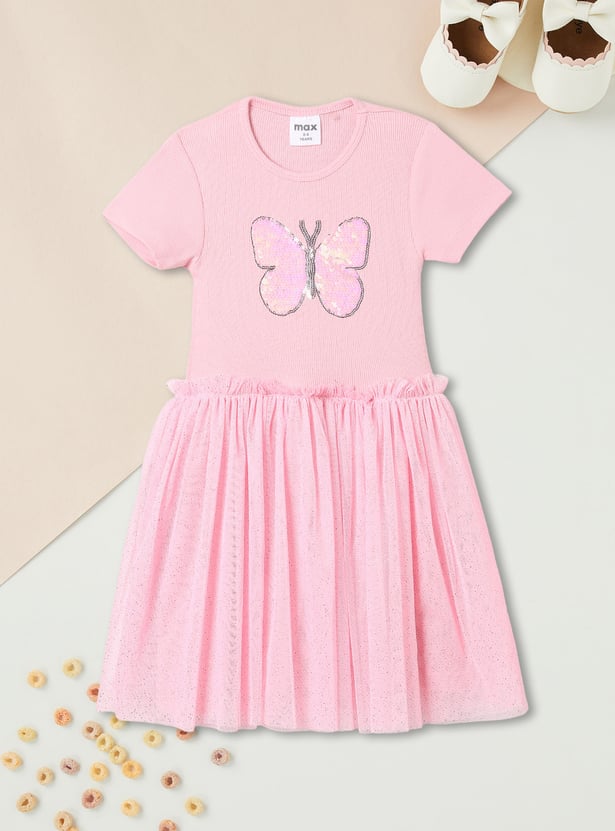 Girls Sequinned Tulle Dress - Pack of 2