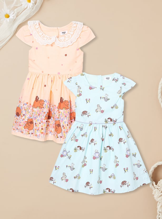 Girls Printed Dress - Pack of 2