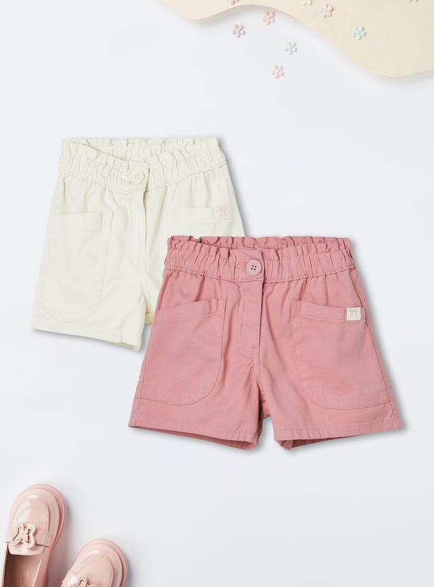 Girls Solid Shorts - Pack of 2