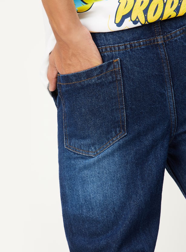 Boys Washed Slim Denim Joggers - Pack of 2