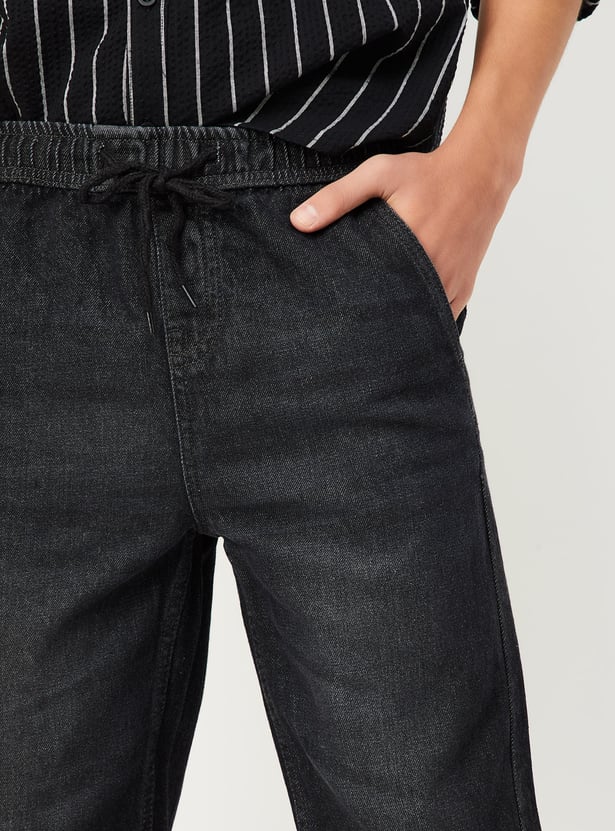 Boys Washed Slim Denim Joggers - Pack of 2