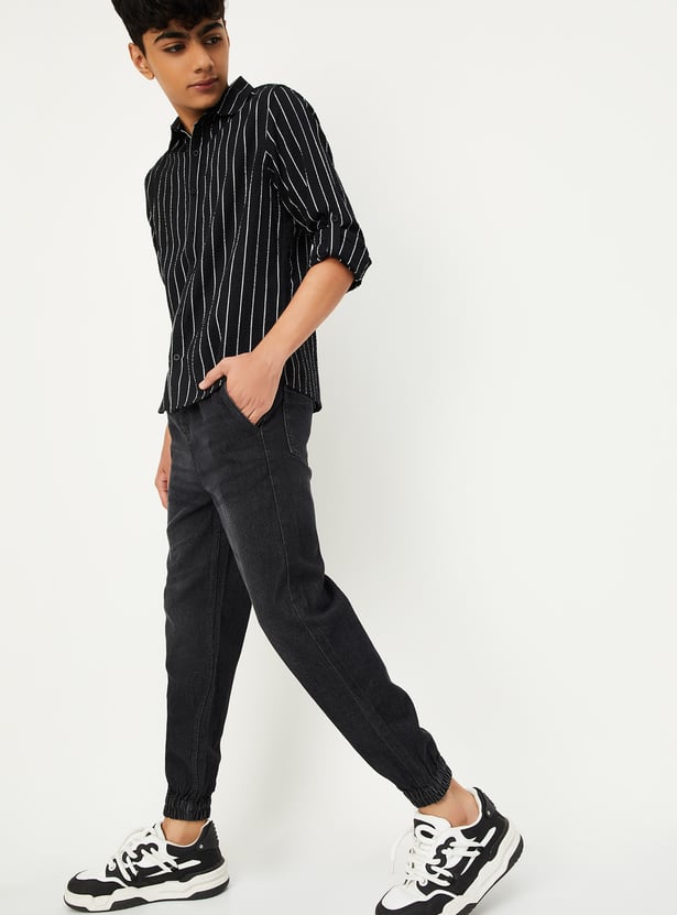 Boys Washed Slim Denim Joggers - Pack of 2