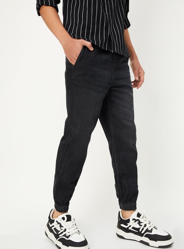 Boys Washed Slim Denim Joggers - Pack of 2