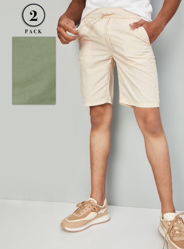 Boys Solid Shorts - Pack of 2