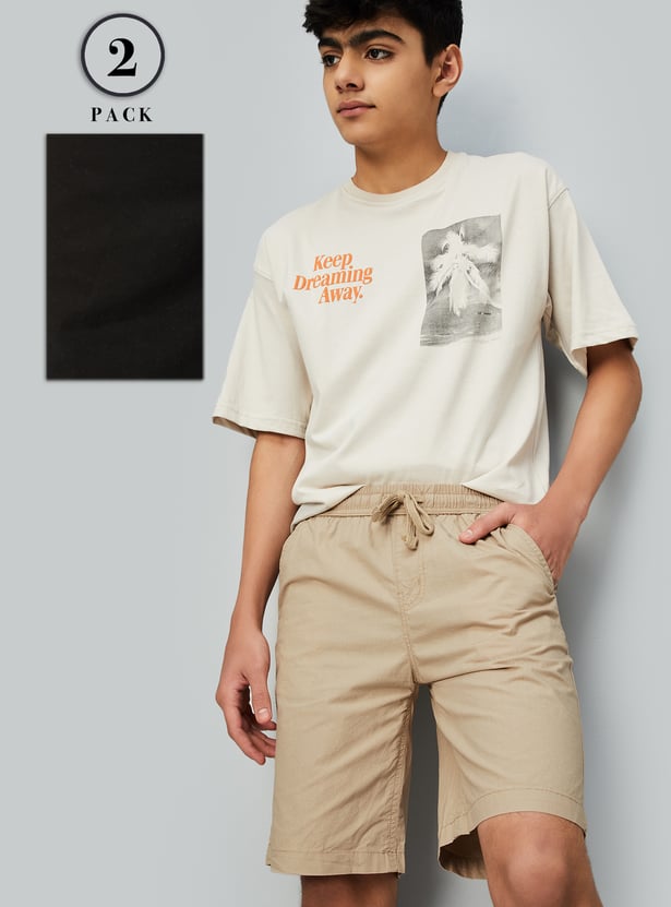Boys Solid Shorts - Pack of 2