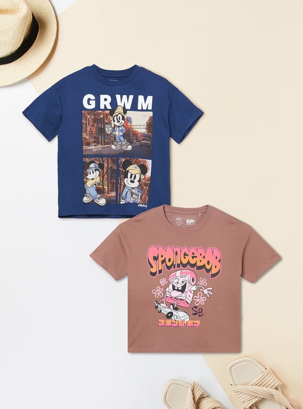 Girls Character Print T-shirt - Pack of 2
