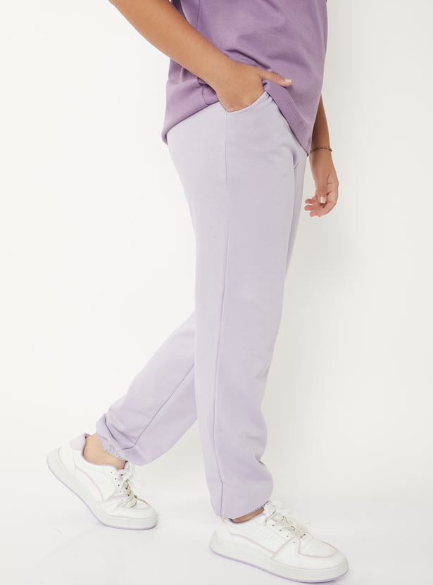 Girls Solid Joggers - Pack of 2