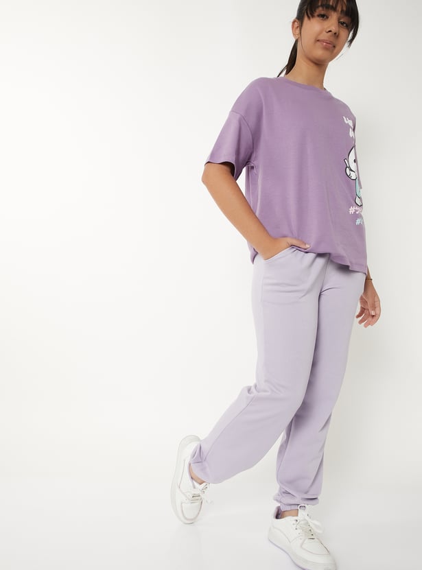 Girls Solid Joggers - Pack of 2