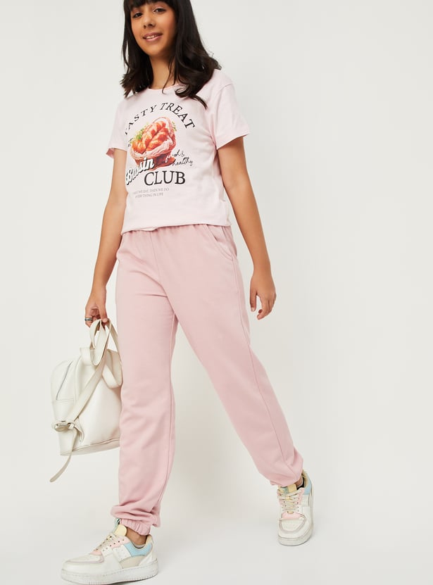 Girls Solid Joggers - Pack of 2