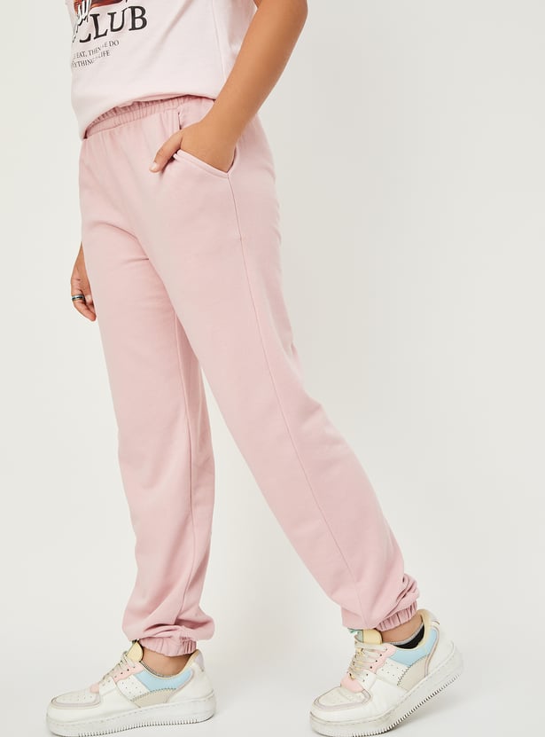 Girls Solid Joggers - Pack of 2