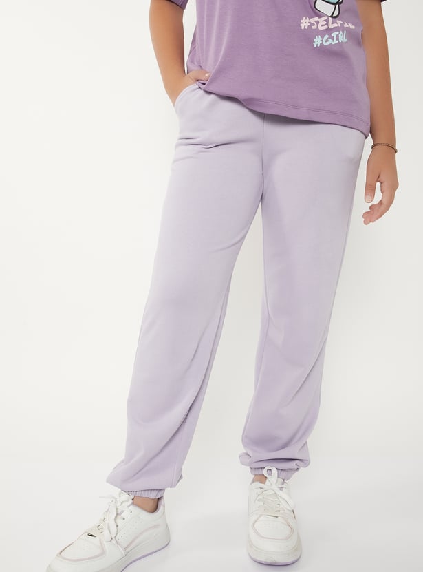 Girls Solid Joggers - Pack of 2