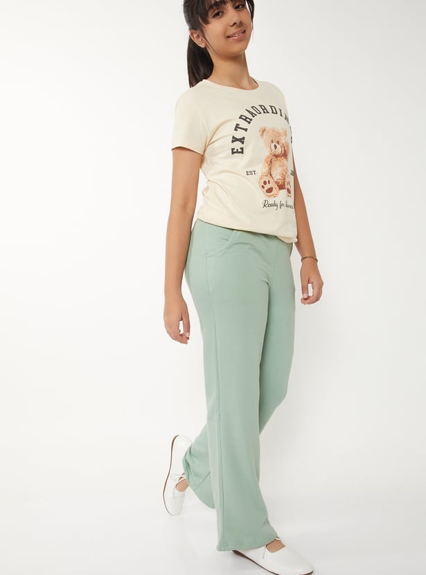 Girls Solid Track Pants - Pack of 2