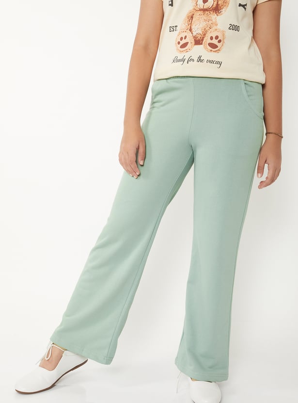 Girls Solid Track Pants - Pack of 2