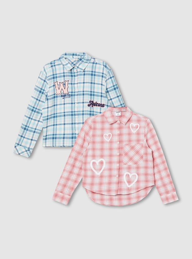 Girls Checked Shirt - Pack of 2