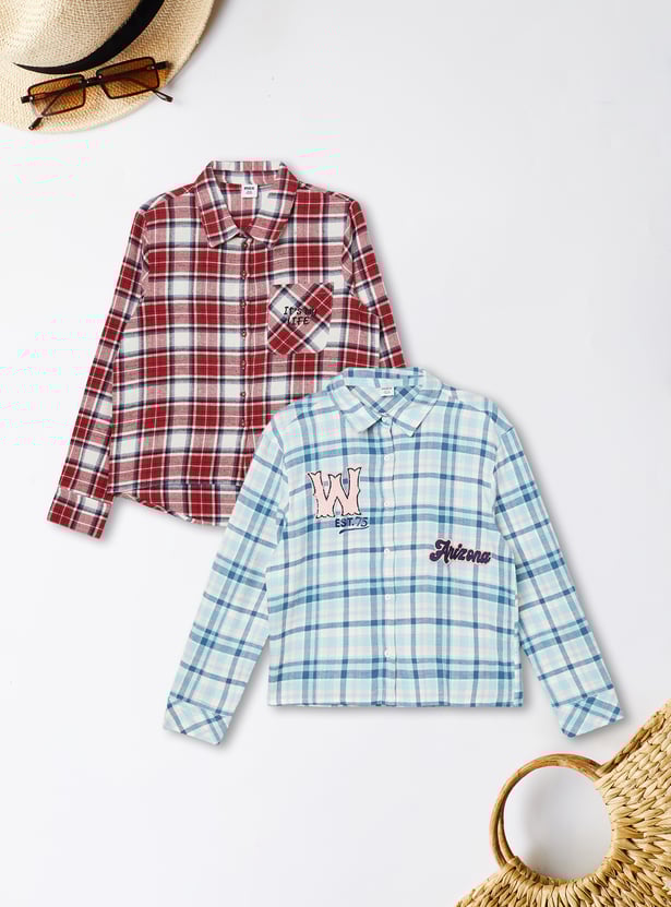 Girls Checked Shirt - Pack of 2