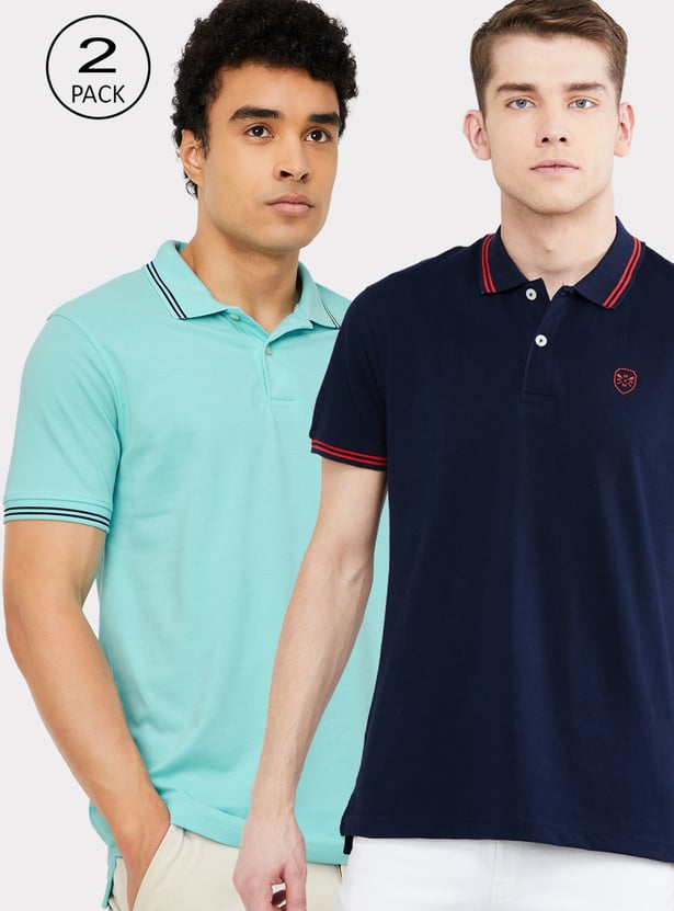 Men Solid Polo T-shirts - Pack of 2