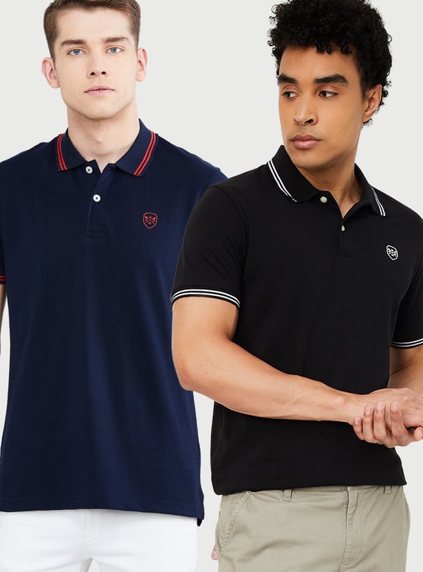 Men Solid Polo T-shirts - Pack of 2