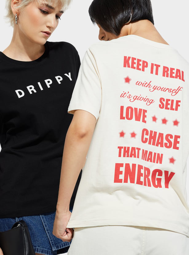 Buy URB_N Women Back Printed T-shirt - Pack of 2 Online at just Rs