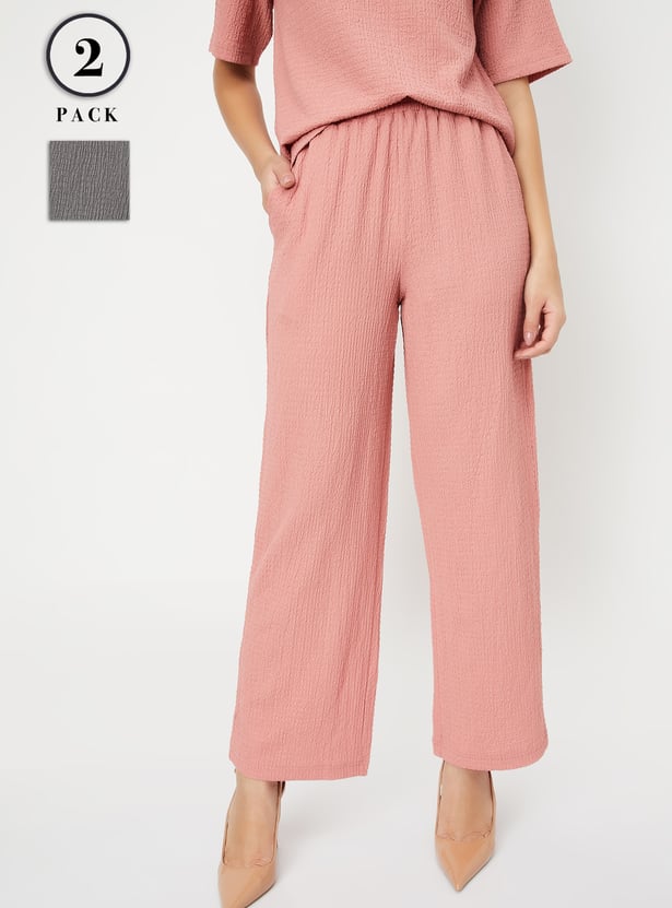 Women Textured Trousers - Pack of 2