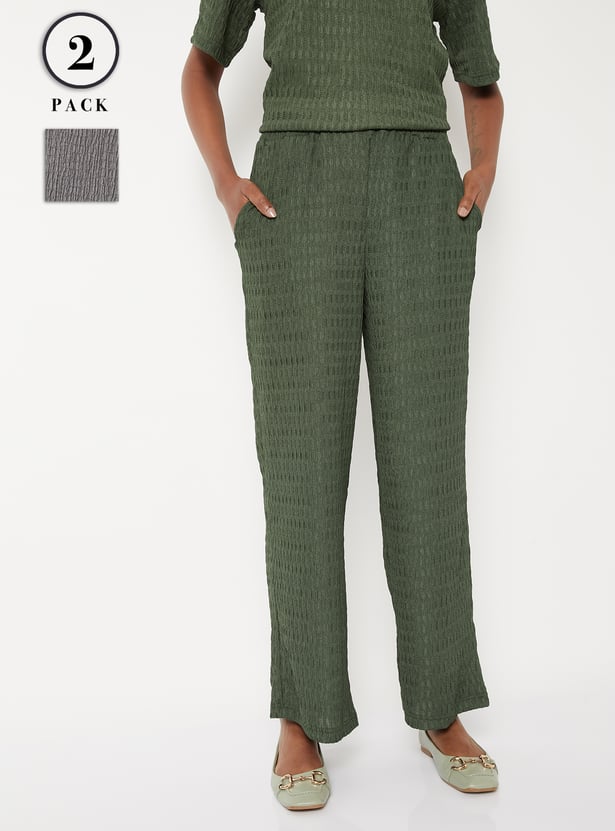 Women Textured Trousers - Pack of 2