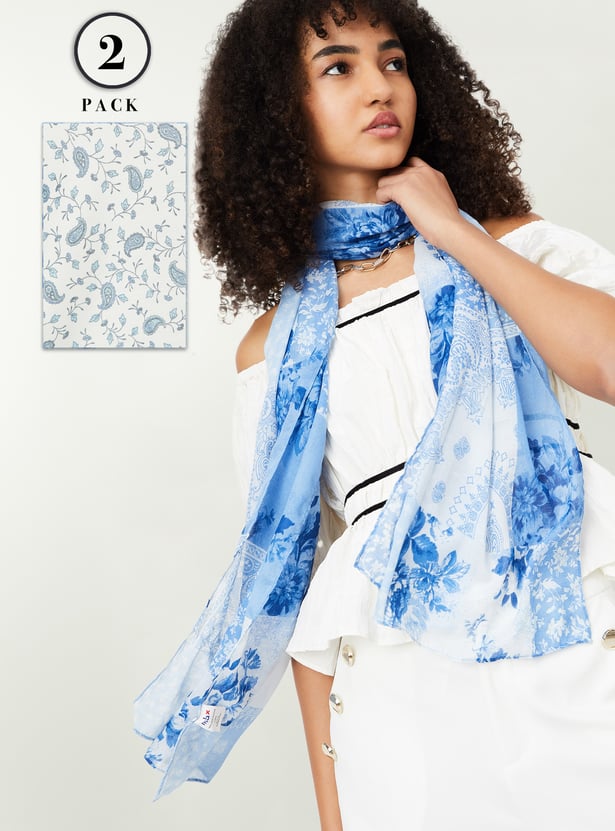 Women Printed Scarf - Pack of 2