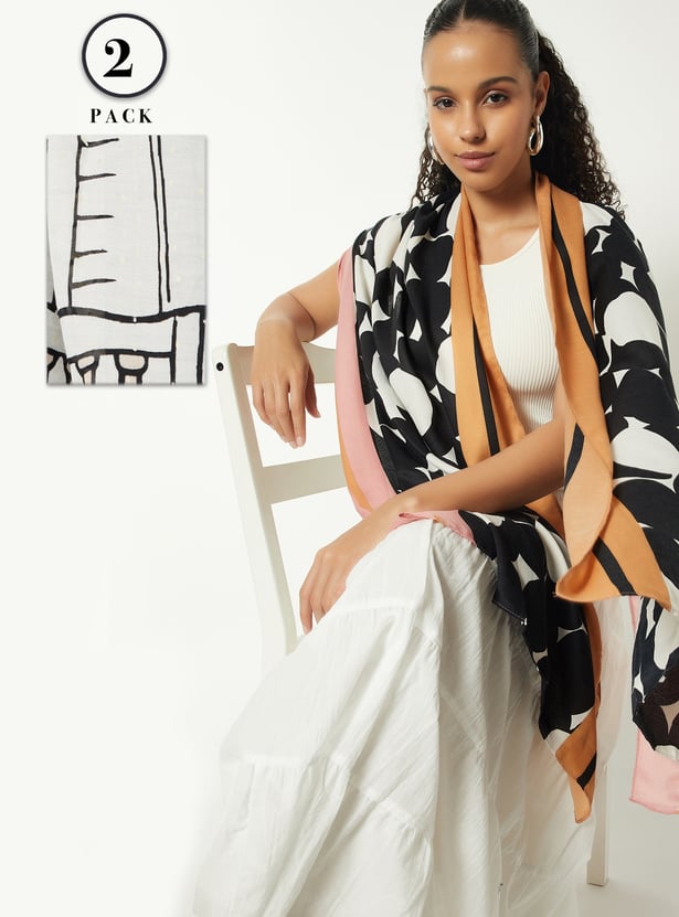 Women Printed Scarves - Pack of 2