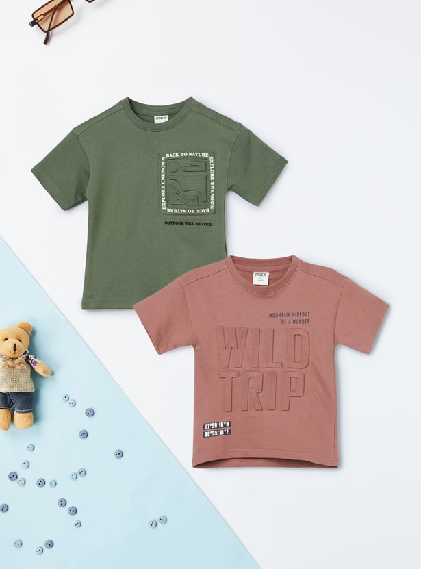 Boys Embossed T-shirts - Pack of 2