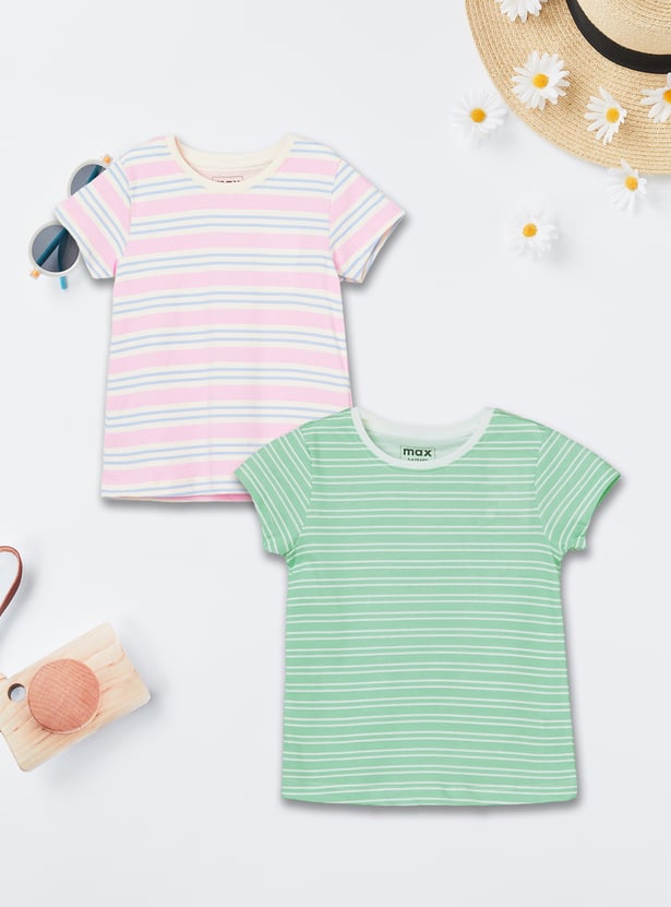 Girls Striped T-shirts - Pack of 2