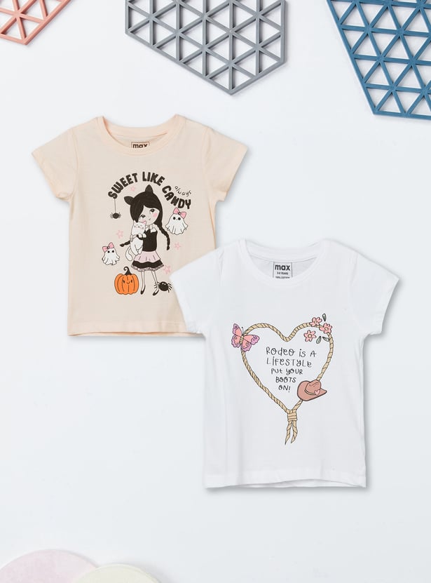 Girls Printed T-shirts - Pack of 2