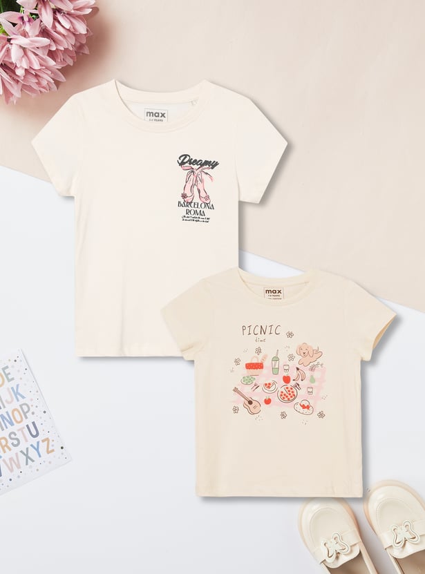 Girls Printed T-shirt - Pack of 2