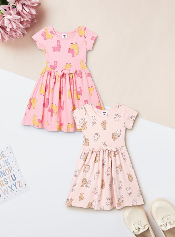 Girls Printed Dresses - Pack of 2