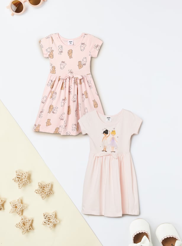 Girls Printed Dresses - Pack of 2