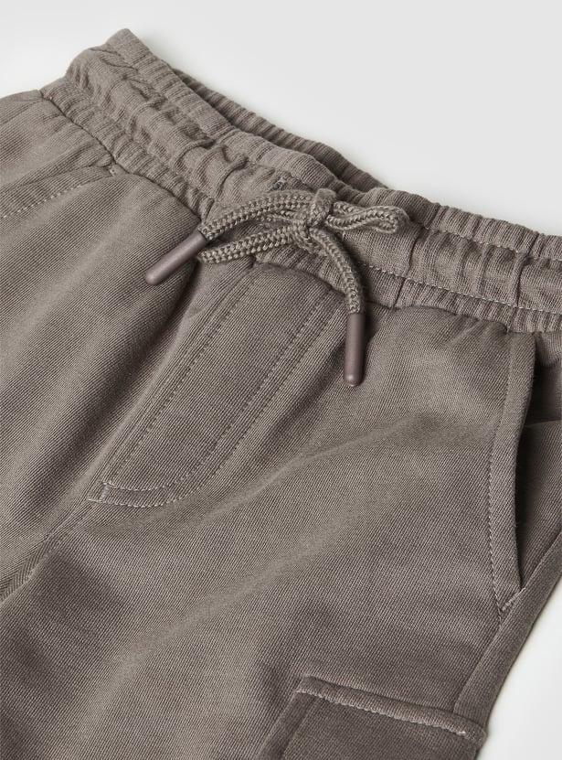 Boys Solid Cargo Shorts - Pack of 2