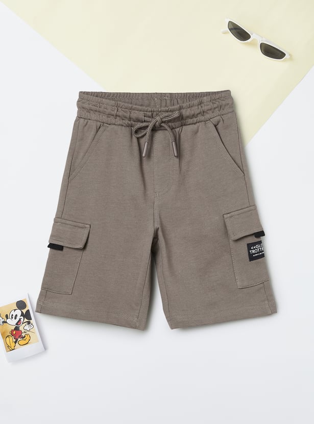 Boys Solid Cargo Shorts - Pack of 2