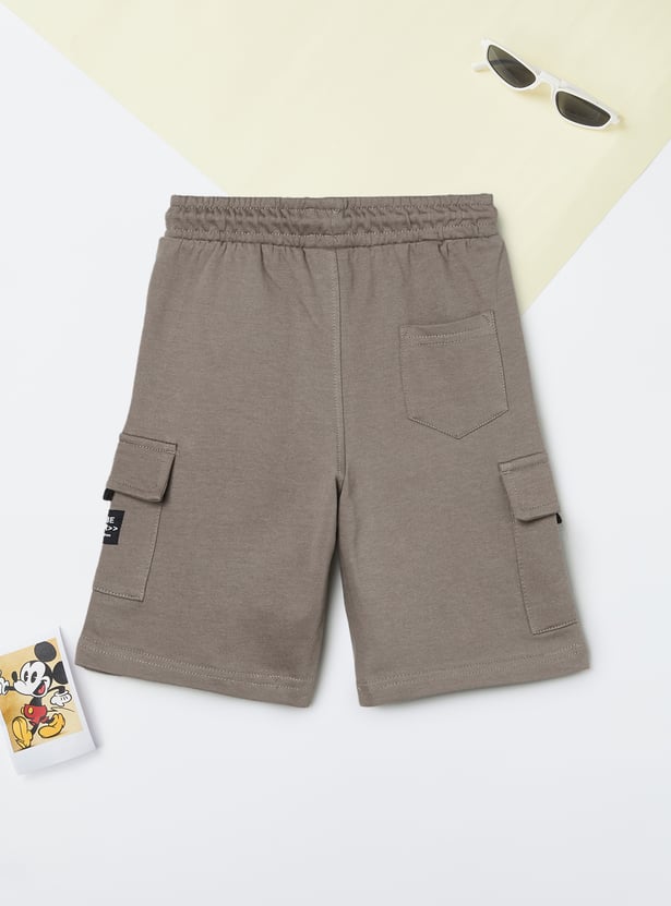 Boys Solid Cargo Shorts - Pack of 2