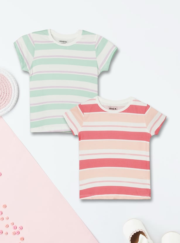 Girls Striped T-shirt - Pack of 2