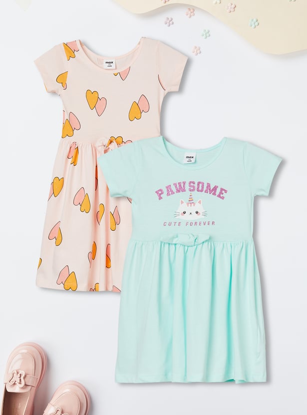 Girls Printed Dress - Pack of 2