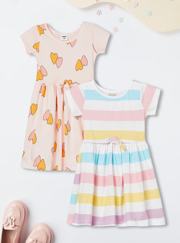 Girls Printed Dresses - Pack of 2