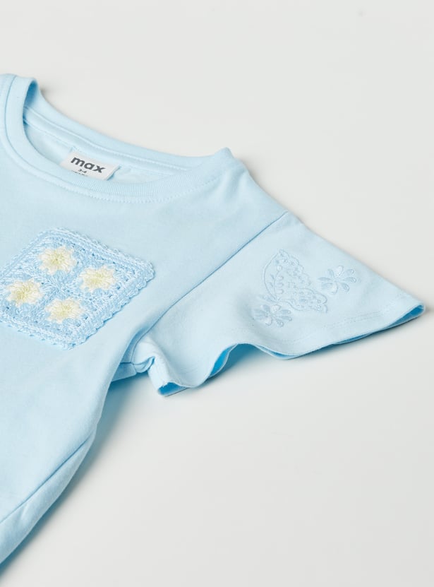Girls Embroidered T-shirts - Pack of 2