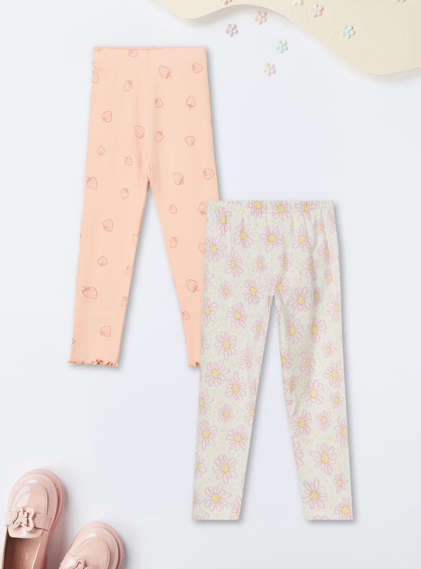 Girls Printed Leggings - Pack of 2