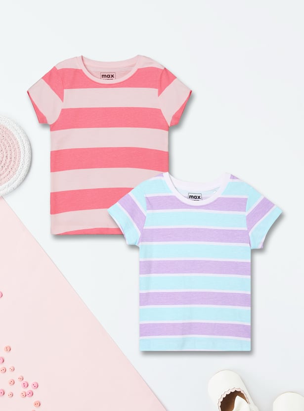 Girls Striped T-shirt - Pack of 2