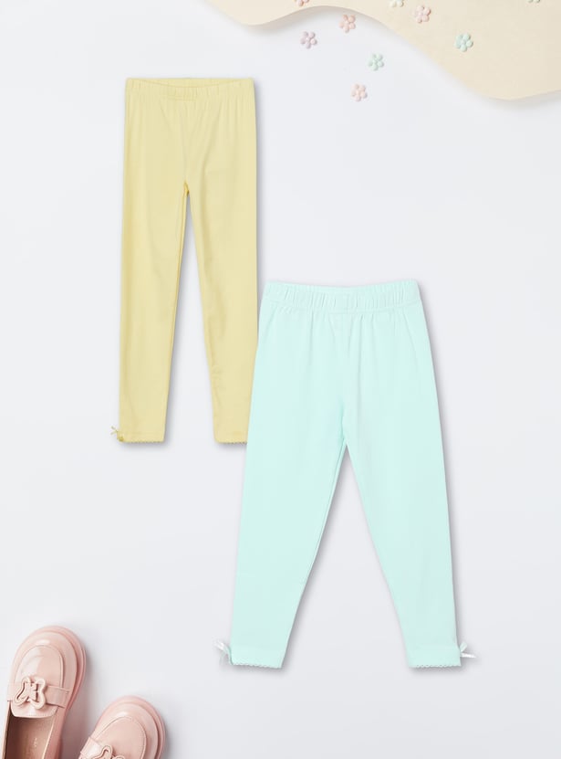 Girls Solid Leggings - Pack of 2