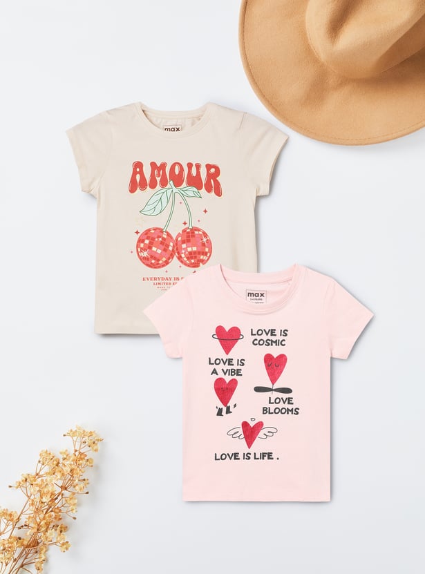 Girls Printed T-shirts - Pack of 2
