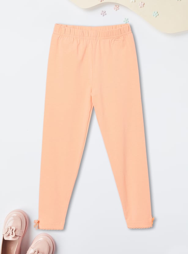 Girls Solid Leggings - Pack of 2
