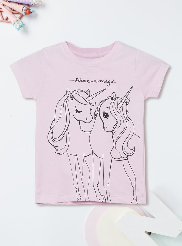 Girls Printed T-shirts - Pack of 2